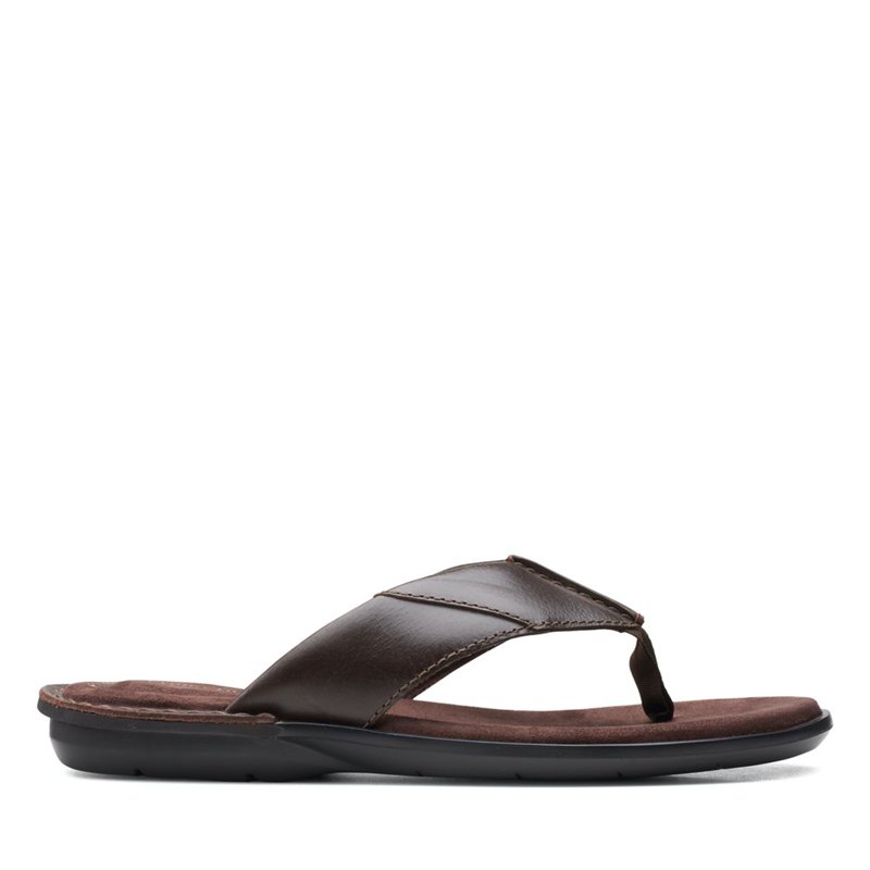 Clarks Ellison Easy Flip Flops Dark Brown | 88781200