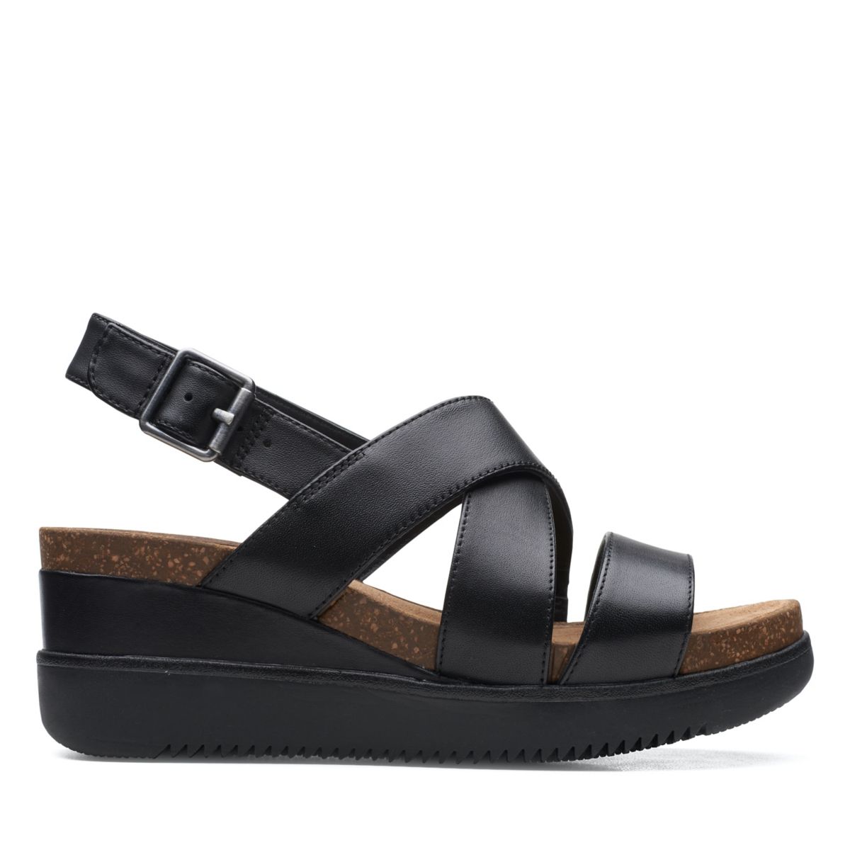 Clarks Lizby Cross Wedge Sandals Black | 67632171