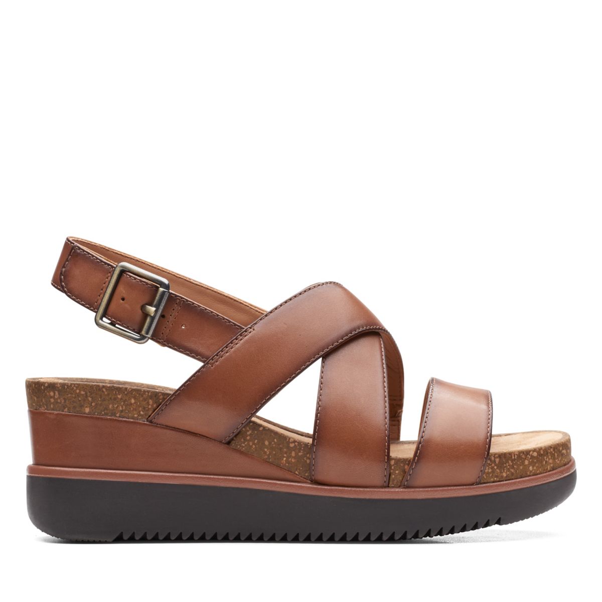 Clarks Lizby Cross Wedge Sandals Dark Brown | 69729476