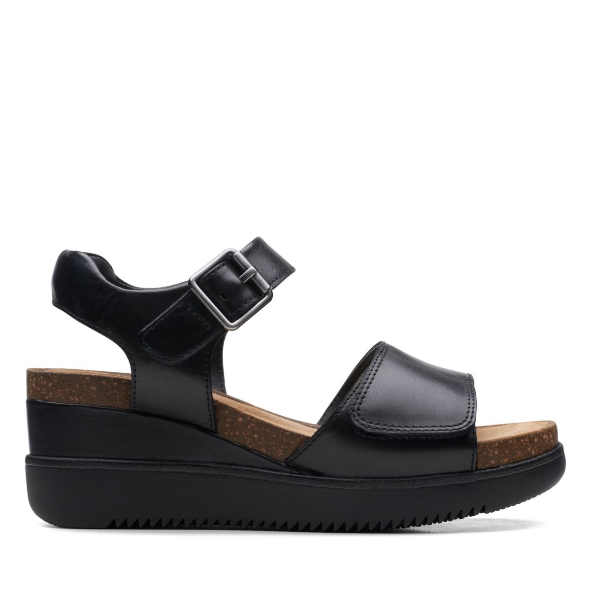 Clarks Lizby Strap Wedge Sandals Black | 59923712