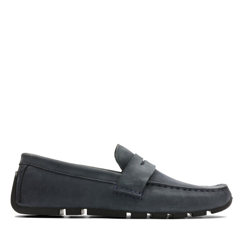 Clarks Oswick Penny Loafers Navy | 32501391